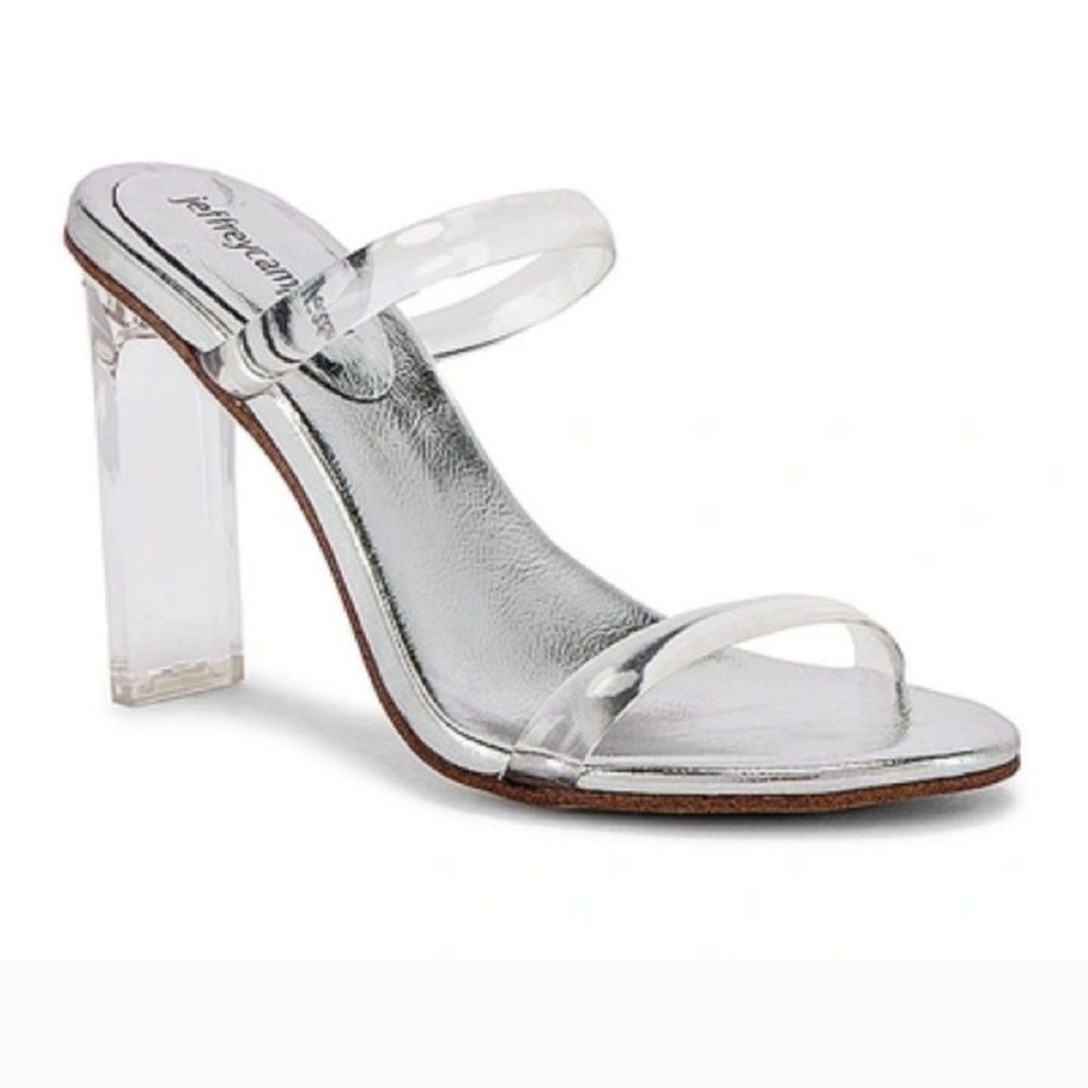Jeffery Campbell Serum Heel in Clear & Silver Sz 7